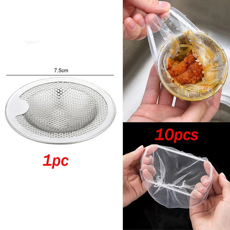Kitchen Sink Stainless Steel Filter Sewer Mesh Strainers Disposable Sink Filter Mesh Bags Bathroom Floor Drain Hair Waste Filter