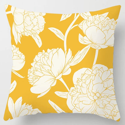 Modern Simple Yellow Flower Pillowcase Home Sofa  Lumbar   Cushion  Pillow