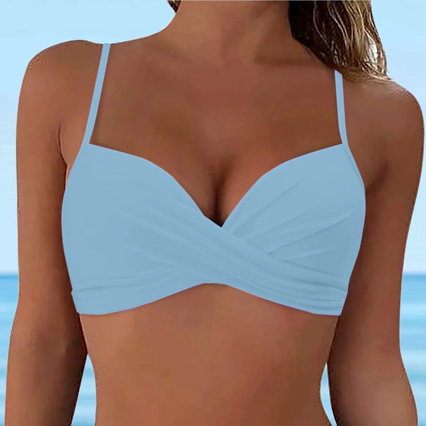 Women Lace Up Swimwear Tops Underwire Full Coverage Bikini Top Push Up Swim Crop Top Tie Back Matching Men And Women Swimsuits