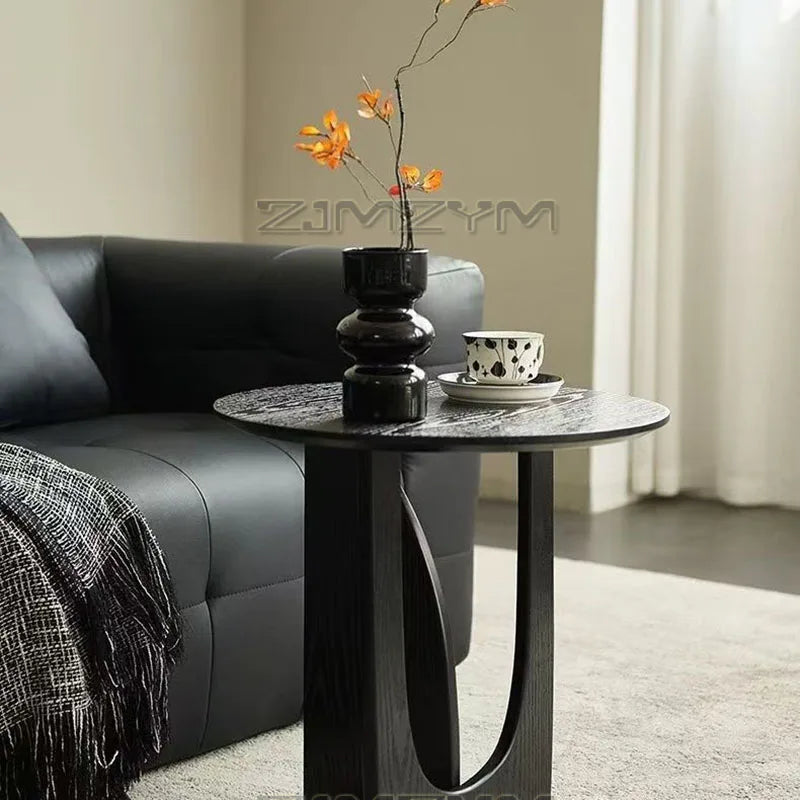 Versatile Solid Wood Edge Retro Geometric Sofa Coffee Corner Table Reasonable Height Apartment Household Creative Round Tables