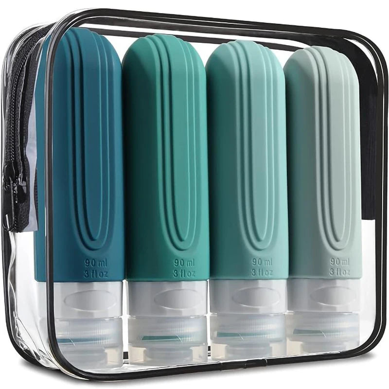 4pcs/set Travel Bottles for Toiletries, 90ml Travel Size Containers BPA Free Leak Proof Refillable Liquid Silicone Squeezable