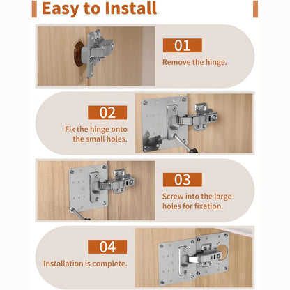 4/10 Cabinet Hinge Repair Plate Kit Kitchen Cabinet Door Hinge Installation Plate with Hole Flat Fixing Bracket Household Tools