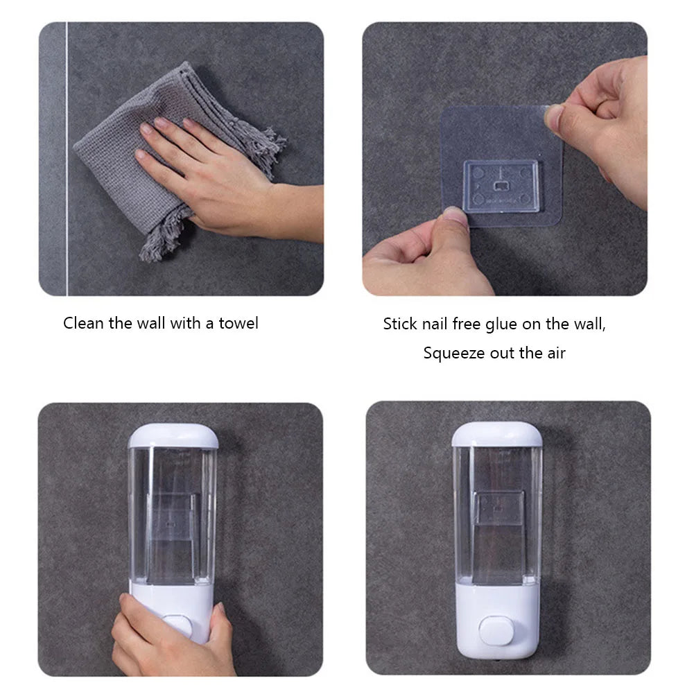 500ML Wall Mounted Shampoo Soap Dispenser Bathroom Non-punching Manual Press Soap Liquid Dispenser Touchless Disinfectant Bottle