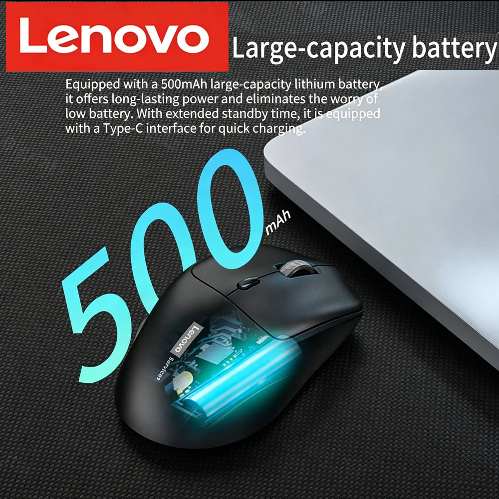Lenovo Wireless Mouse Ergonomic Design 2.4G Dual-Mode Connection Large-Capacity Battery Comfortable For Gaming And Office Use