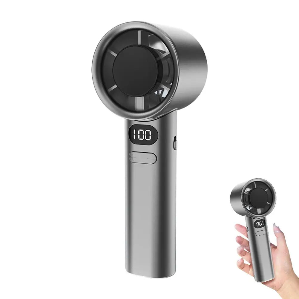 Portable Handheld Fan with 120 Wind Speeds USB Rechargeable Bladeless High-Speed Electric Cooling Fan for Personal Use