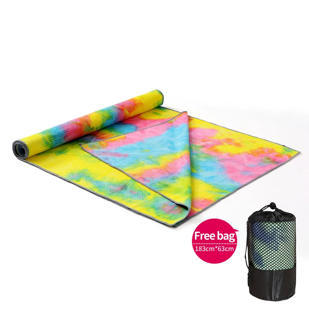 Printed Yoga Mat Non-slip Fitness Blanket Sweat Absorbent Foldable Portable Pilates Exercise Sports Travel Towel 183*63 CM