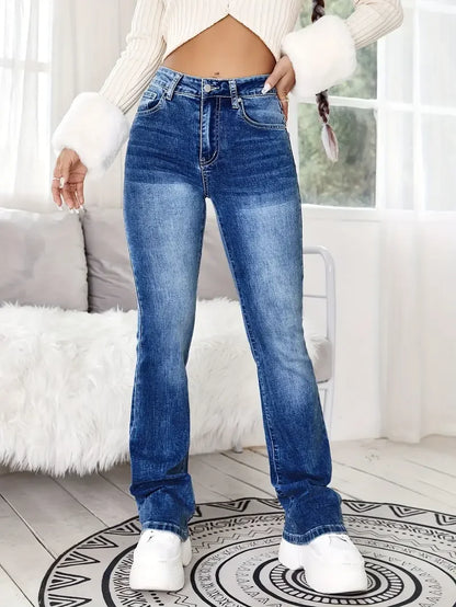 Spring Summer Blue High Rise Flared Jeans Women Casual Vintage Skinny Bell Bottom Mom Jeans Korean Slim Denim Y2k Long Pants
