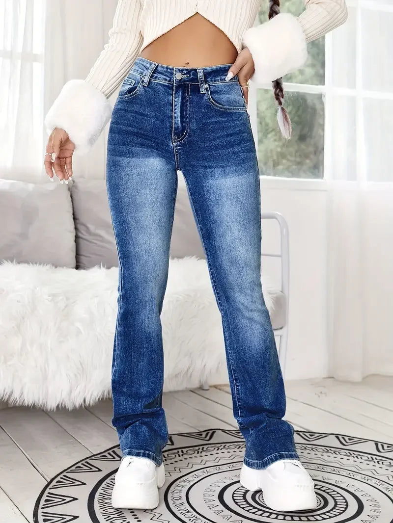 Spring Summer Blue High Rise Flared Jeans Women Casual Vintage Skinny Bell Bottom Mom Jeans Korean Slim Denim Y2k Long Pants