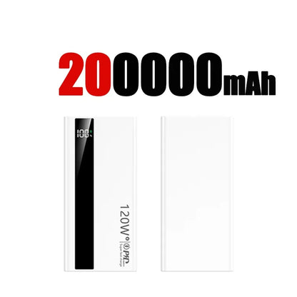 Lenovo 120W Fast Charging Large Capacity 200000mAh 2027 Digital Display Power Bank Outdoor Power Supply for Huawei iPhone