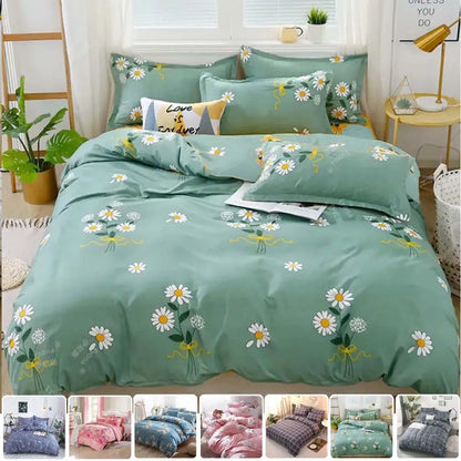 Soft Duvet Cover Polyester Flower Printed Double Comforter Bedding Quilt Cover for Queen/King Couple Single Bed Capa De Edredon