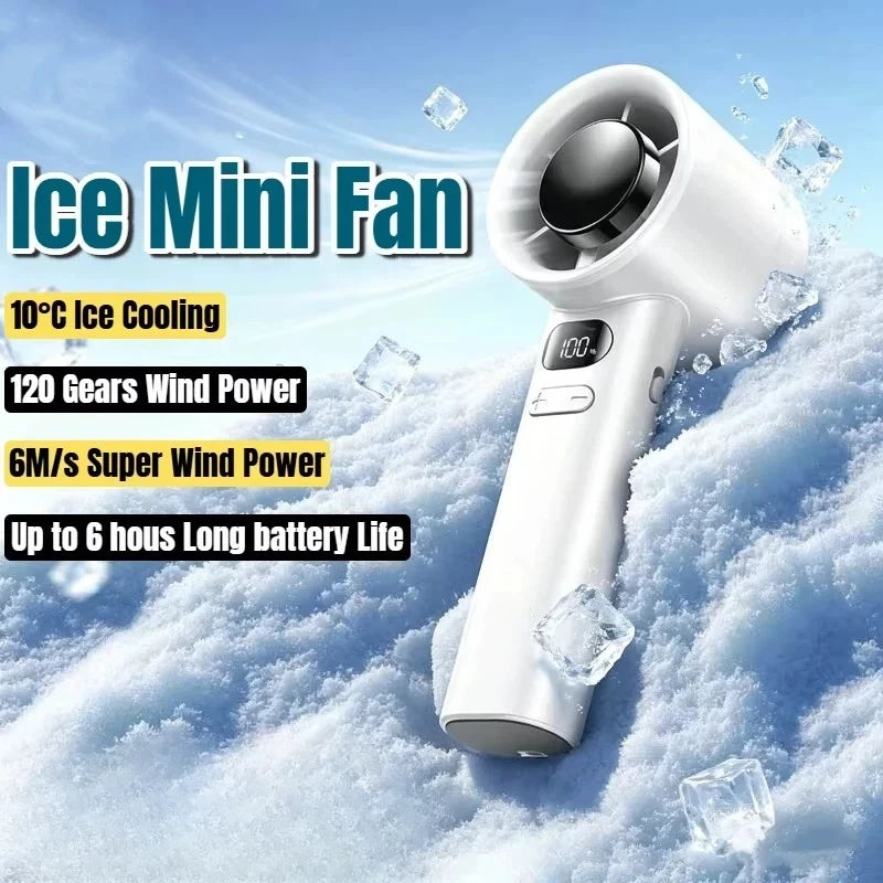 Portable Hand Fan , 120 Wind Speeds, Mini Bladeless Handheld Fan, USB Rechargeable Personal Highspeed Fans, Electric Eyelash Fan
