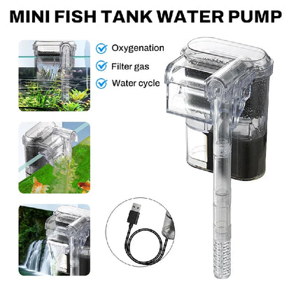 New Suspended Filter For Fish Tanks 5in1 Mini Filters 2.5W 250L/H for Aquariums Below 30cm External Waterfall Filter Pump USB/DC