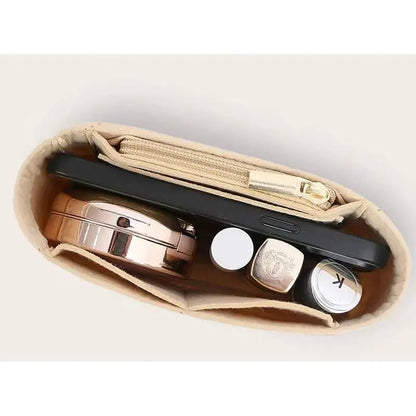 Insert Bag Purse Organizer Insert For Handbags,Felt Bag Insert Dividers With Multi-pockets,Fit Long Backpack/Bucket Bag ﻿