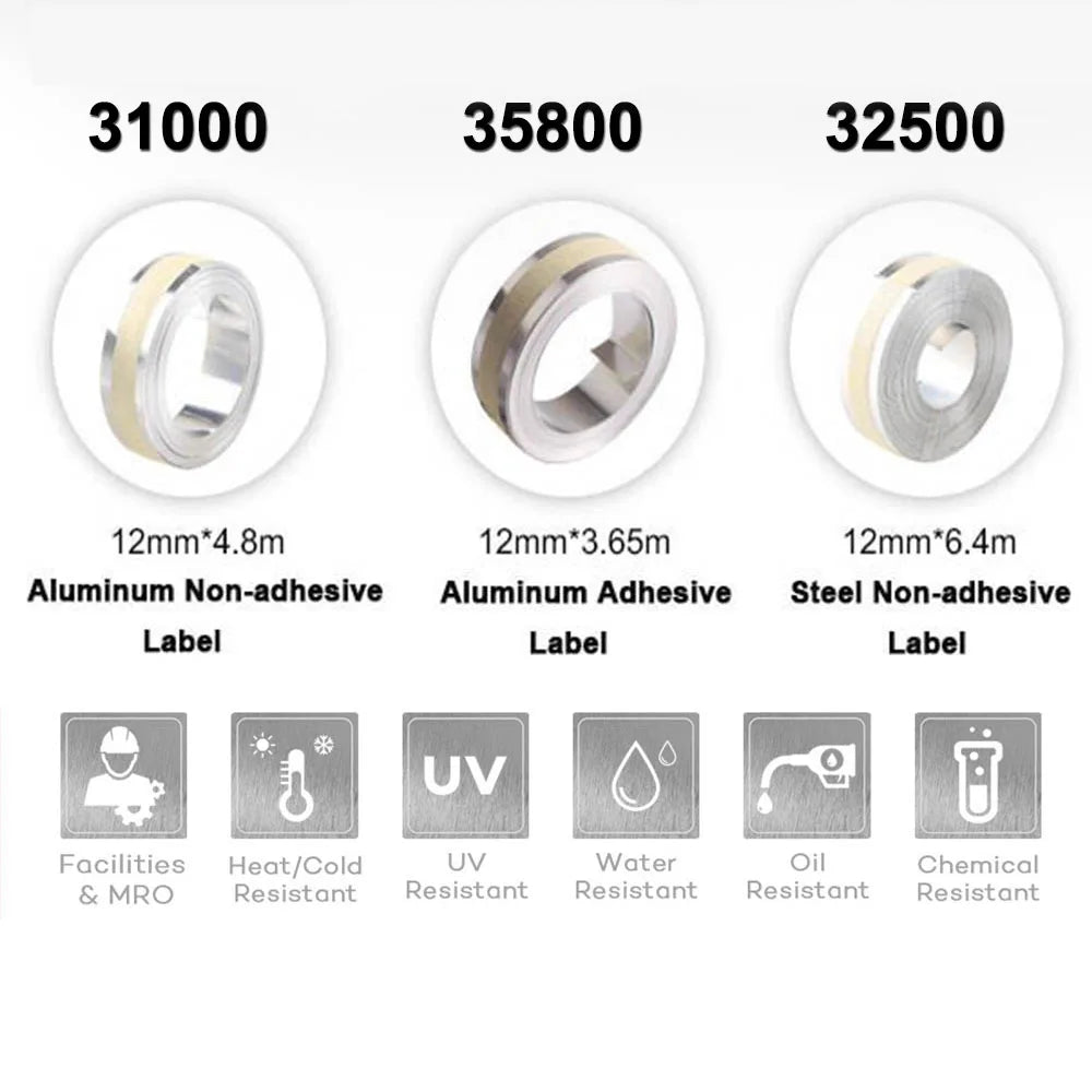1Roll 12mm 32500 35800 31000 Compatible Dymo Tape Stainless Steel/Aluminum 3D Embossing tape for DYMO Rhino M1011 Metal Embosser