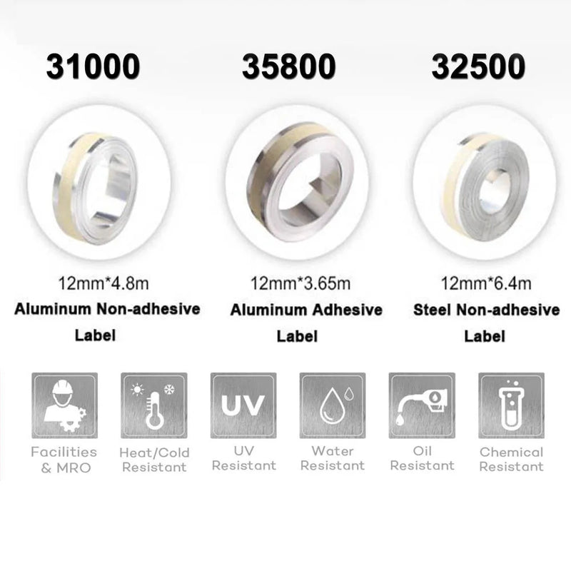 1Roll 12mm 32500 35800 31000 Compatible Dymo Tape Stainless Steel/Aluminum 3D Embossing tape for DYMO Rhino M1011 Metal Embosser