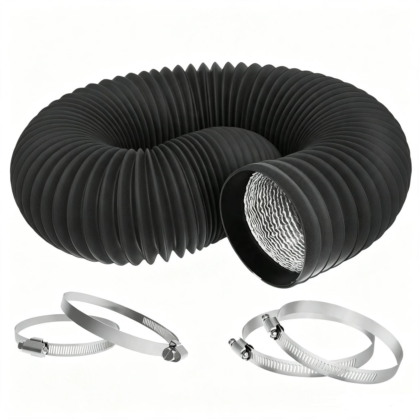 HTMCK 4 inch Dryer Vent Hose with 2 Stainless Steel Clamp Air Ducting Heavy-Duty Flexible Exhaust Pipe Kitchen