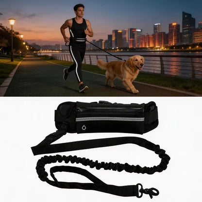 HOMEFISH Hands-Free Dog Leash Pet Leash Reflective with Waist Bag Retractable Elastic for Running&Walking Pet Supplies HD
