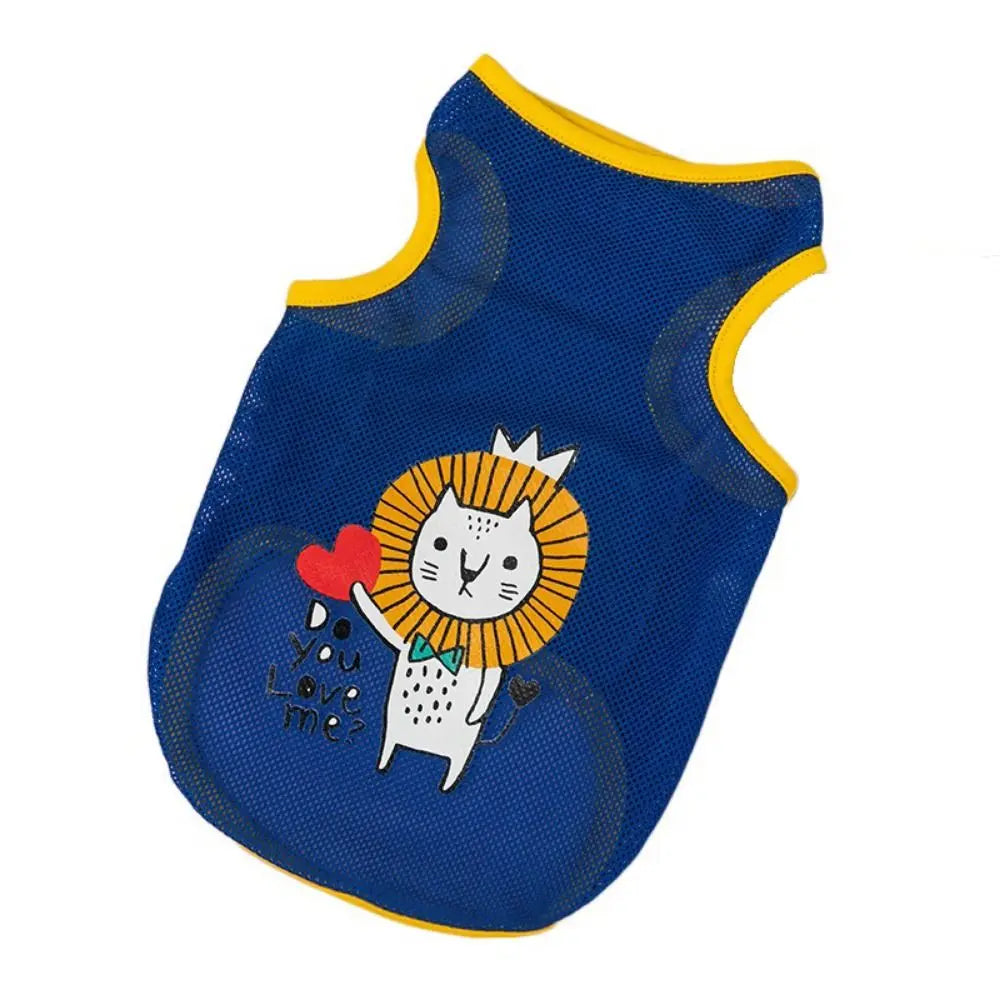 Cute Cartoon Pet Dog Clothes Summer Thin Mesh Dog Cat Vest Cat Teddy Bear Pomy Pet Puppy Breathable Cool Clothing Dog Costume