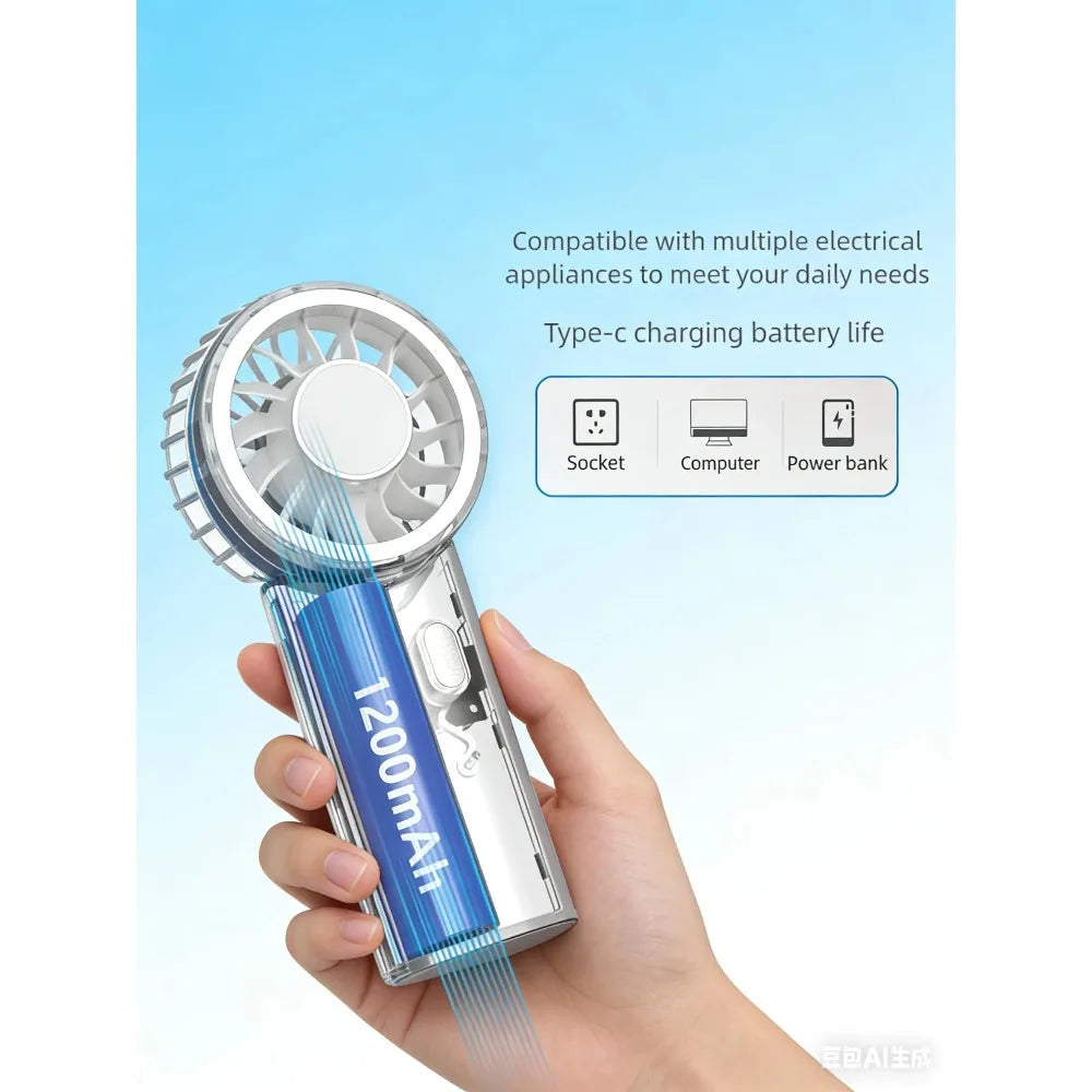Handheld Fan Upgraded Portable Fan,Mini USBRechargeable Personal Fan, Outdoor Travel ,Suitable for summer beach and concerts