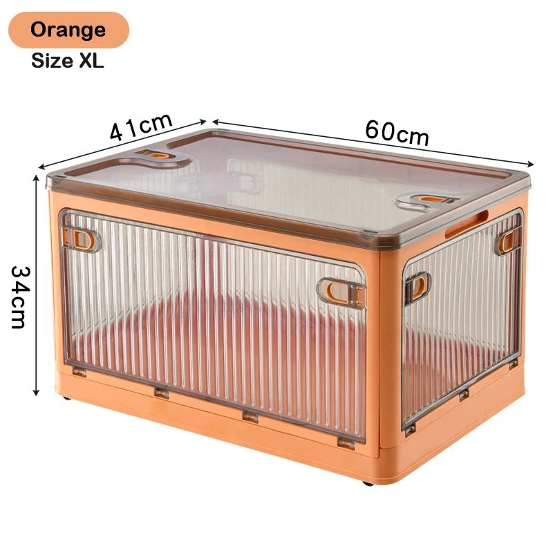 Foldable Storage Box Closet Organizer with Wheels Outdoor Stackable Sundries Organizer Clothes Quilts Toys Books Storage Box