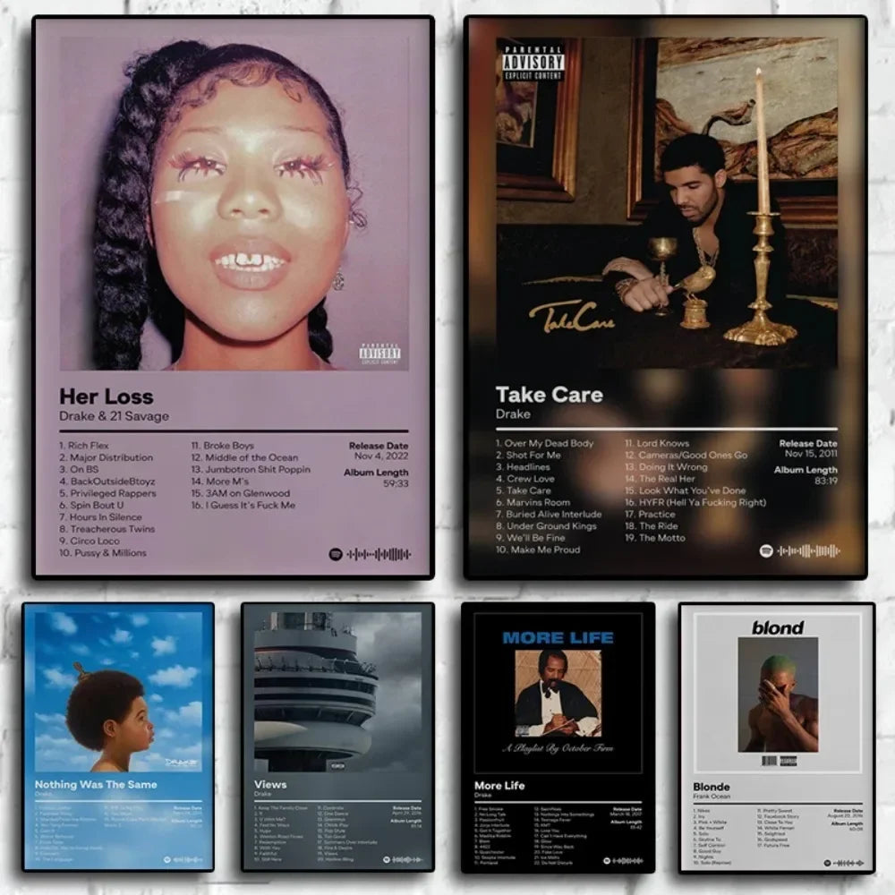 Canvas Painting Wall Decor Drake Pop Rap Music Album Cover Poster Aesthetic Rapper Hip Hop Rock Nothing Was The Same Her Loss