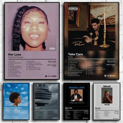 Canvas Painting Wall Decor Drake Pop Rap Music Album Cover Poster Aesthetic Rapper Hip Hop Rock Nothing Was The Same Her Loss