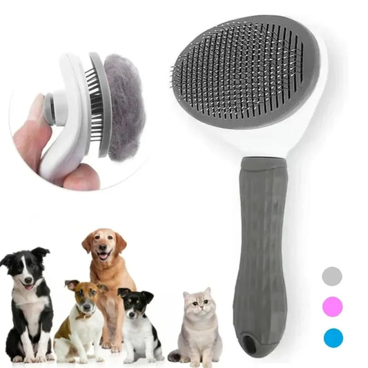 Dog Grooming Brush with Easy Clean Button, Pet Massage Comb for Effective Detangling and Hair Removal, Suitable for Dogs Cat