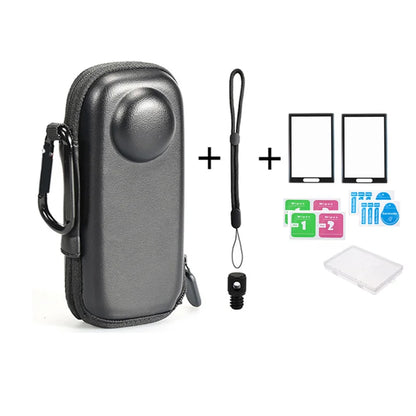 For Insta360 X4 Accessories Mini Storage Carrying Bag+Hand Wrist Strap Lanyard Rope+Screen Protector Film+Protective Lens Case
