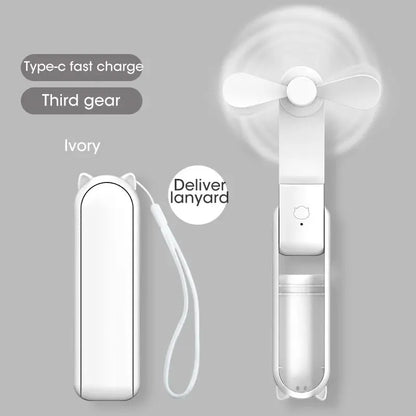 Portable Fan Super Mini Handheld Fan USB Rechargeable Fan Foldable Hand Held Small Pocket Fan with 2000mAh Power Bank 3 Gears