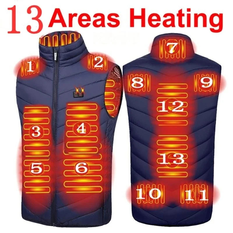 17/13/9 Bereiche USB-Heizjacke Herren Damen Elektrische Heizweste Heizweste Beheizbarer Bodywarmer USB-Innenheizweste Veste