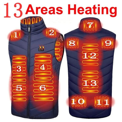 17/13/9 Bereiche USB-Heizjacke Herren Damen Elektrische Heizweste Heizweste Beheizbarer Bodywarmer USB-Innenheizweste Veste