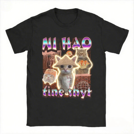 2025T-shirt men's and women's printed T-shirt funny cat summer clothes cotton summer clothes T-shirt high quality street clothes