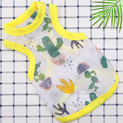 Cotton Pet Clothing Summer Sunscreen Vest Cool Breathable Dog Vest Cute Printed Puppy Dog T-shirt for Small and Medium Dogs Cats
