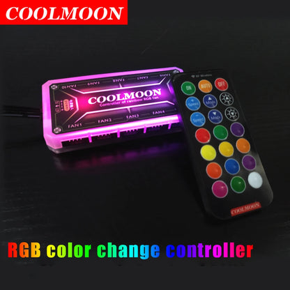 COOLMOON RGB Light Remote Controller DC 12V 5A LED Color Intelligent Controller LED Power Light-Emitting Side Panel for Desktop