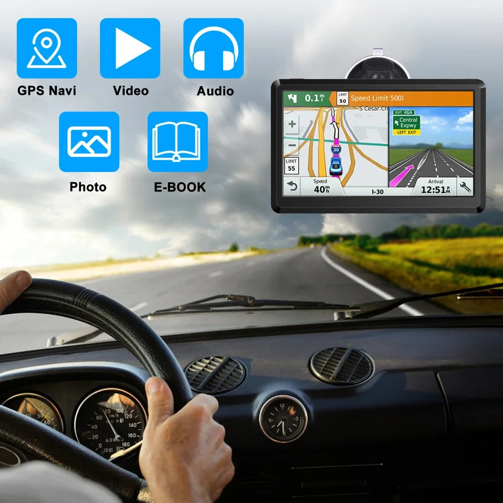 7 Inch Car Maps Navigation System For Universal Cars GPS Navigator Truck SAT NAV Voice Reminder 256MB+8G Touch Screen Accessorie