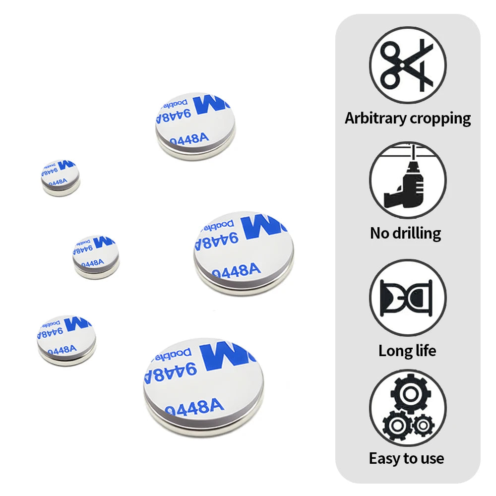 Neodymium Magnets with Double-Sided-Strong Adhesive Backed Round Magnet for Refrigerator,Crafts,Whiteboard,Kitchen,Home Office
