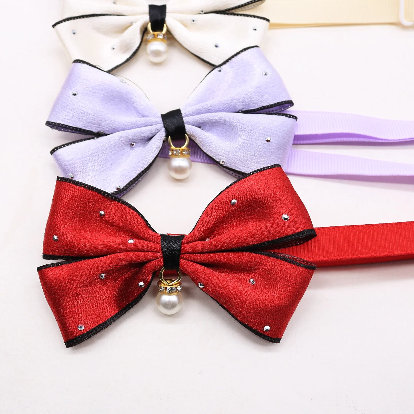 30PCS Pet Dog Collars 2026New Pearl Dog Bow Ties Collars Accessories For Dogs Cats Necktie Fashion Shining Small Pet Supplies