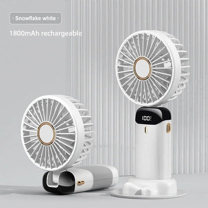 Portable Handheld Fan,Mini Foldable Desk Fan,USB Rechargeable Fans with 5 Speeds,Battery Operated with LED Display for Home