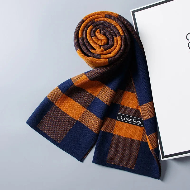 High Quality Wool Men Scarf Autumn Winter Classic Business Thermal Muffler Male Soft Korean Version Long Thick Warm Shawl No Box