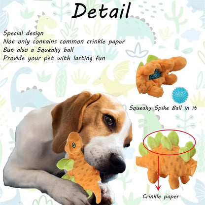 Pet Dog Squeaky Plush Dinosaur Toys Interactive Dog Indestructible Toys Plush Stuffing Pet Supplies Small Dog Chew Molar Toys