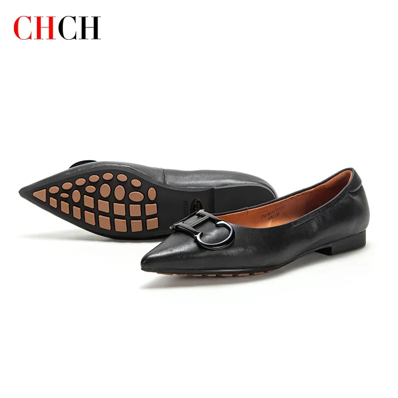 C-H Women's Flats Simple Solid Coloured Classic Fashionable Style Pointed Toe Suitable for Business Office Comfortable For Girls