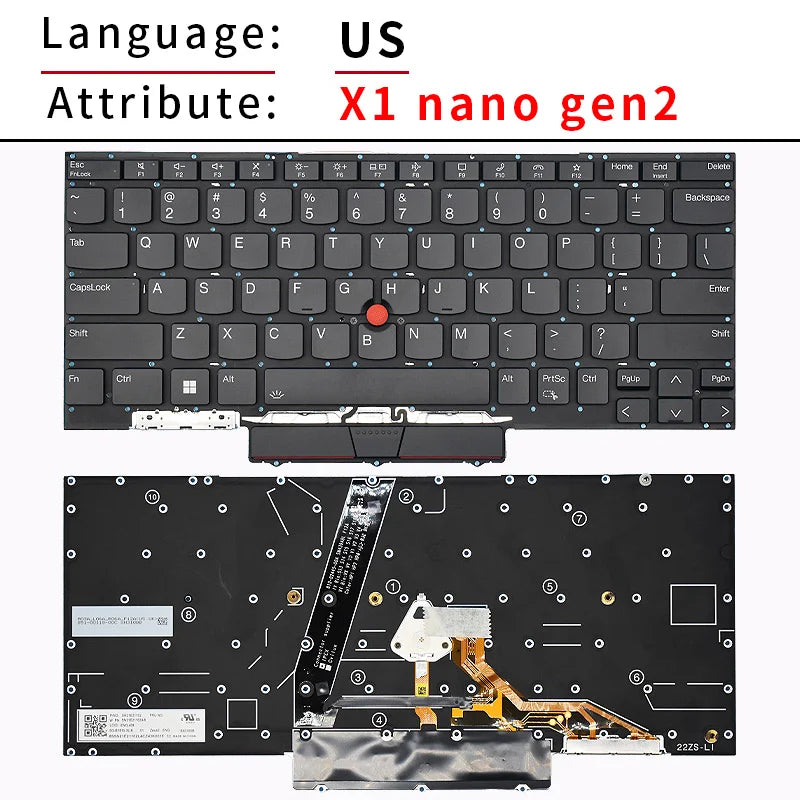 Replacement US/RU Russian Laptop Keyboard For Lenovo ThinkPad Lenovo X1 Nano Gen1 X1 Nano Gen2 With Backlit