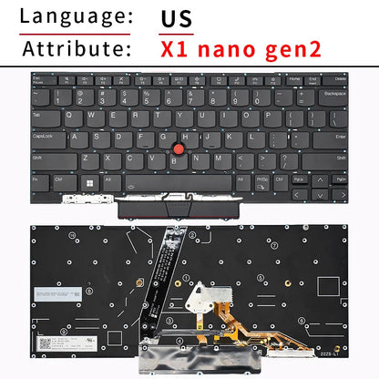 Replacement US/RU Russian Laptop Keyboard For Lenovo ThinkPad Lenovo X1 Nano Gen1 X1 Nano Gen2 With Backlit