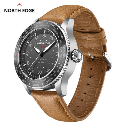 NORTH EDGE 2024 MACH Solar Power Quartz Watch Men's Pilot Sports Wristwatches Luminous Enviormentally Clock Men Waterproof 50M