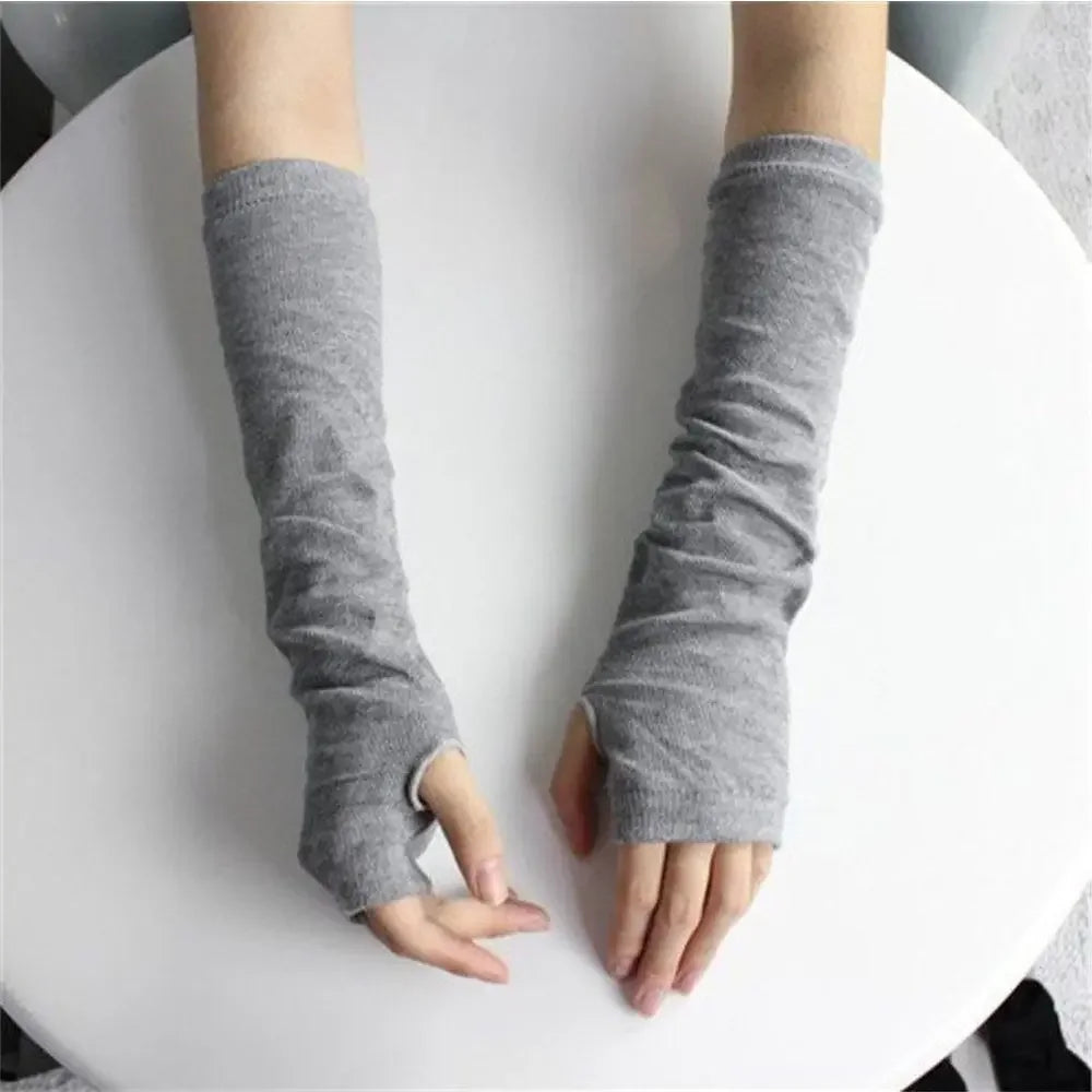 Punk Solid Color Star Knitted Gloves Y2k Gothic Wool Sleeve Cuff Long Hand Sleeve Arm Warmers Winter