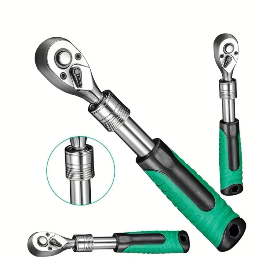 Ratchet Wrench 72 Tooth Telescopic 1/4 3/8 1/2 Inch Socket Automotive Nut Reversible Drive Wrench Mechanical Hand Repair Tool