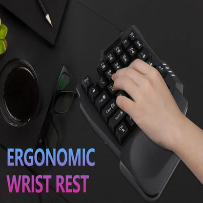35 Keys Gaming Keyboard Black One Handed Gaming Keyboard Anti Slip Design Three Colors Backlight for Mobile Games for Computer