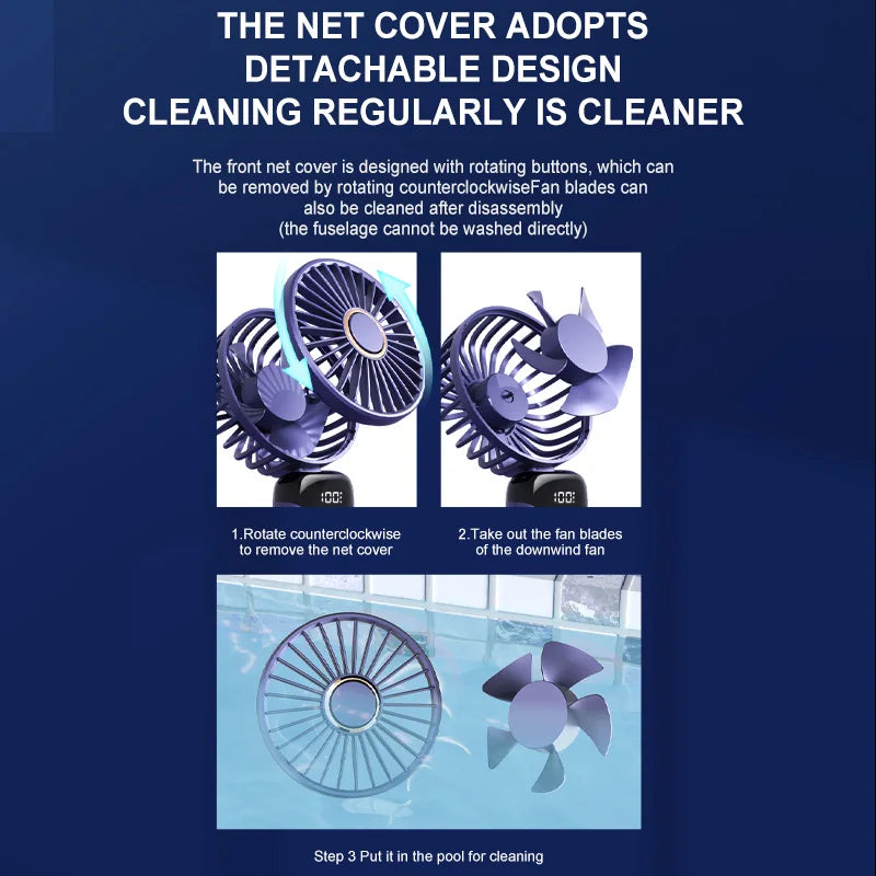 Portable Mini Fan With 5 Speeds USB Rechargeable Charging Small Foldable Battery Fans Handheld For Desk Bedroom Indoor Outdoor