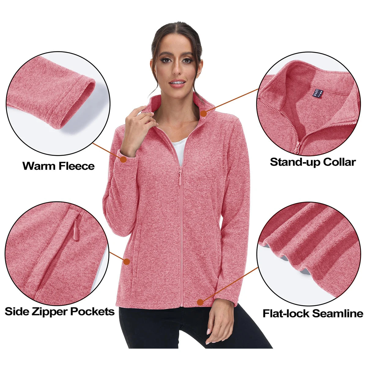 MAGCOMSEN Lightweight Women's Fleece Jackets Womens Athletic Warm Sweatshirts Casual Turtleneck Sweater Coat Sports Tops