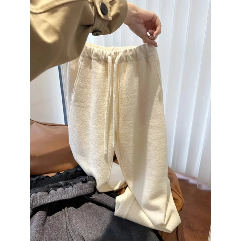 Women's Wide Leg Towel Pants Home Wear Spwear Outerwear Comfortable Lazy Autumn Winter White Casual Walking Trousers